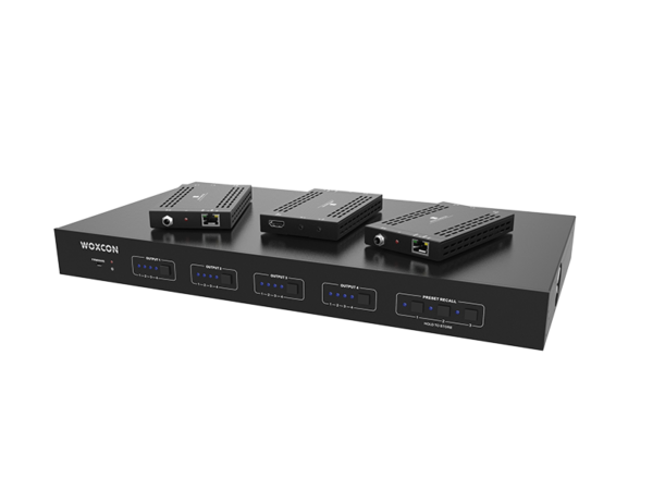 4K Home Distribution Kit, 4x4 HDMI 2.0 Matrix with with 3 HDBaseT Receivers