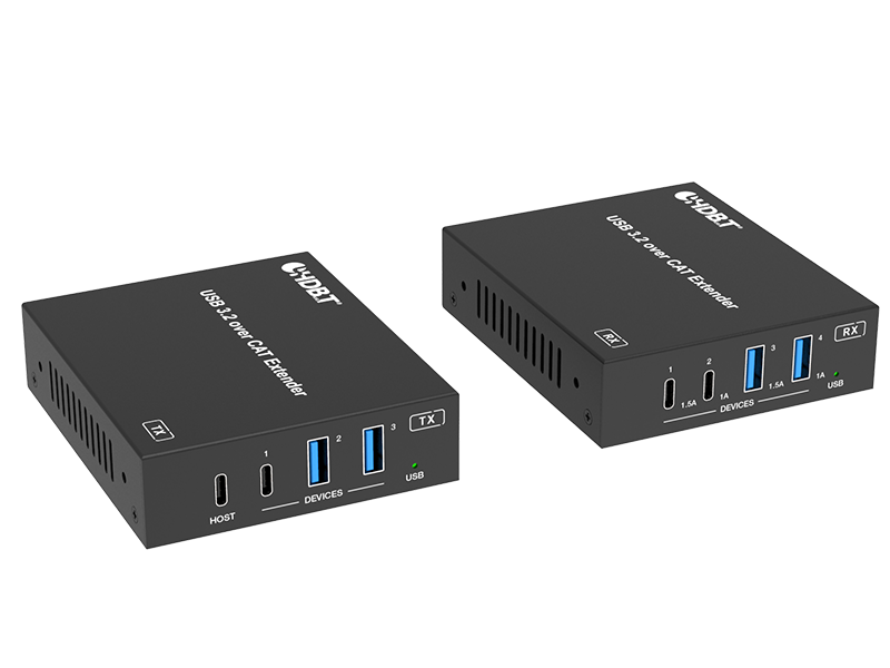 USB 3.2 Gen1 USB-C, USB-A, USB-B Extender up to 100 Meter over a single CAT6a