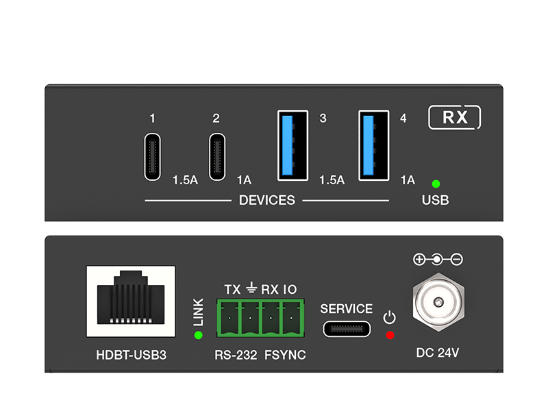 USB 3.2 Gen1 USB-C, USB-A, USB-B Extender up to 100 Meter over a single CAT6a